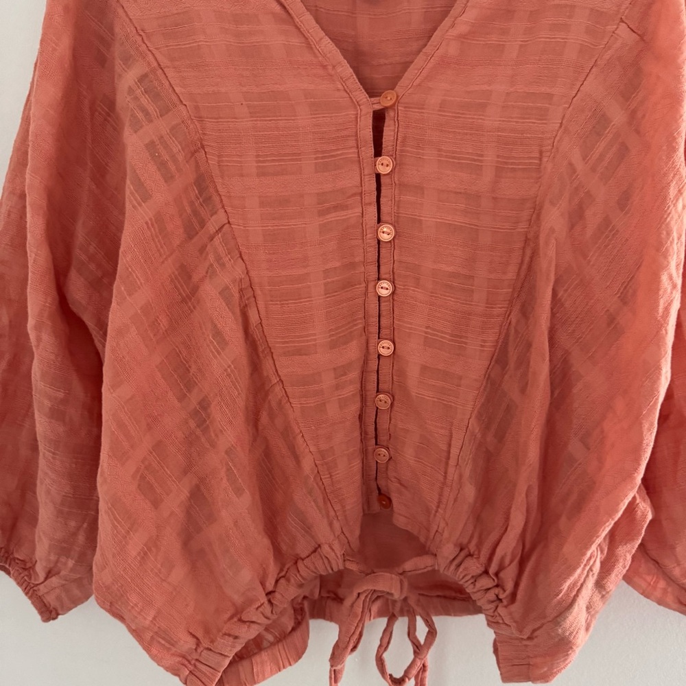 Sanctuary Peach Button-Down Blouse Women’s Size S Boho Chic Top - Picture 6 of 10